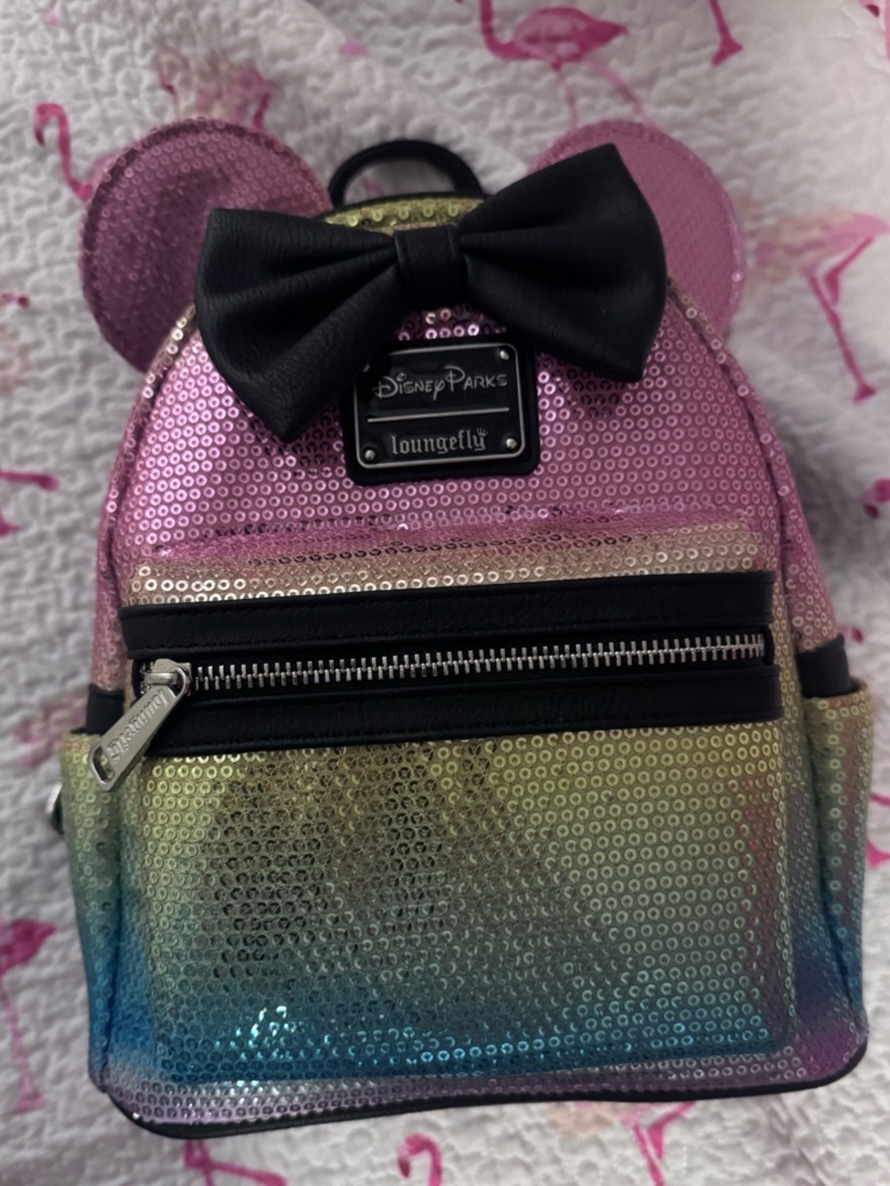 NEW Loungefly Ombré Pastel Sequin Minnie Ear Mini Backpack circa 2020